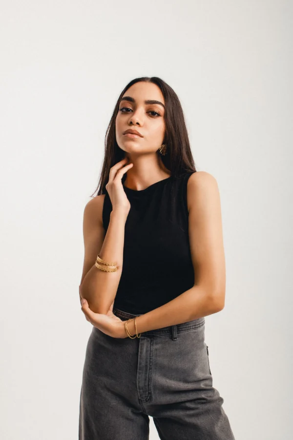 Double-Layered Tank Top (BLACK/WHITE) - Image 4